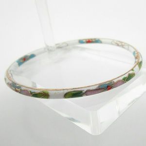 Vintage white cloisonné bangle bracelet